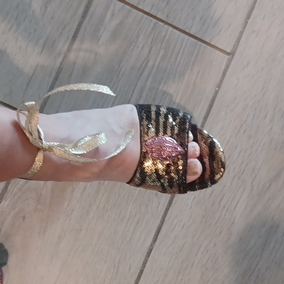 KURT GEIGER LONDON  Kensington Sequin Zebra Striped  Brown & Gold Seqin EU 37 - Picture 11 of 15